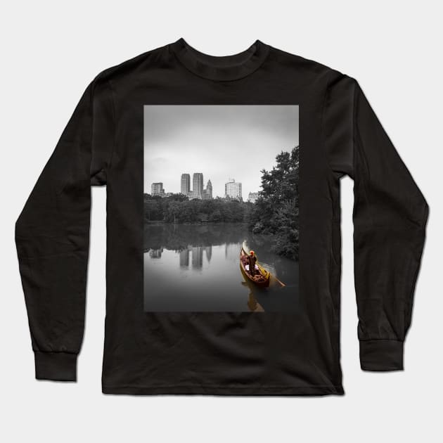 Central Park Manhattan Gondola Boat NYC Long Sleeve T-Shirt by eleonoraingrid